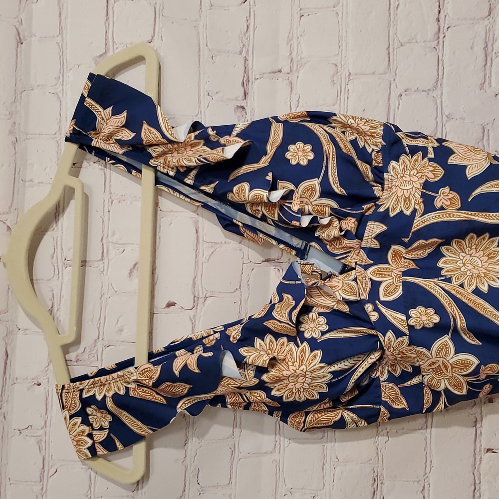 NWT! Cupshe Floral Blue and Gold Swimsuit - Picture 2 of 7